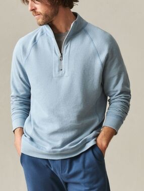 American Giant Men's Medium Blue Half Zip Sweatshirt Long Sleeve NWOT